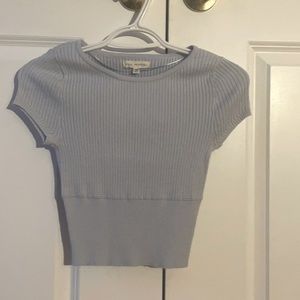 light blue crop top